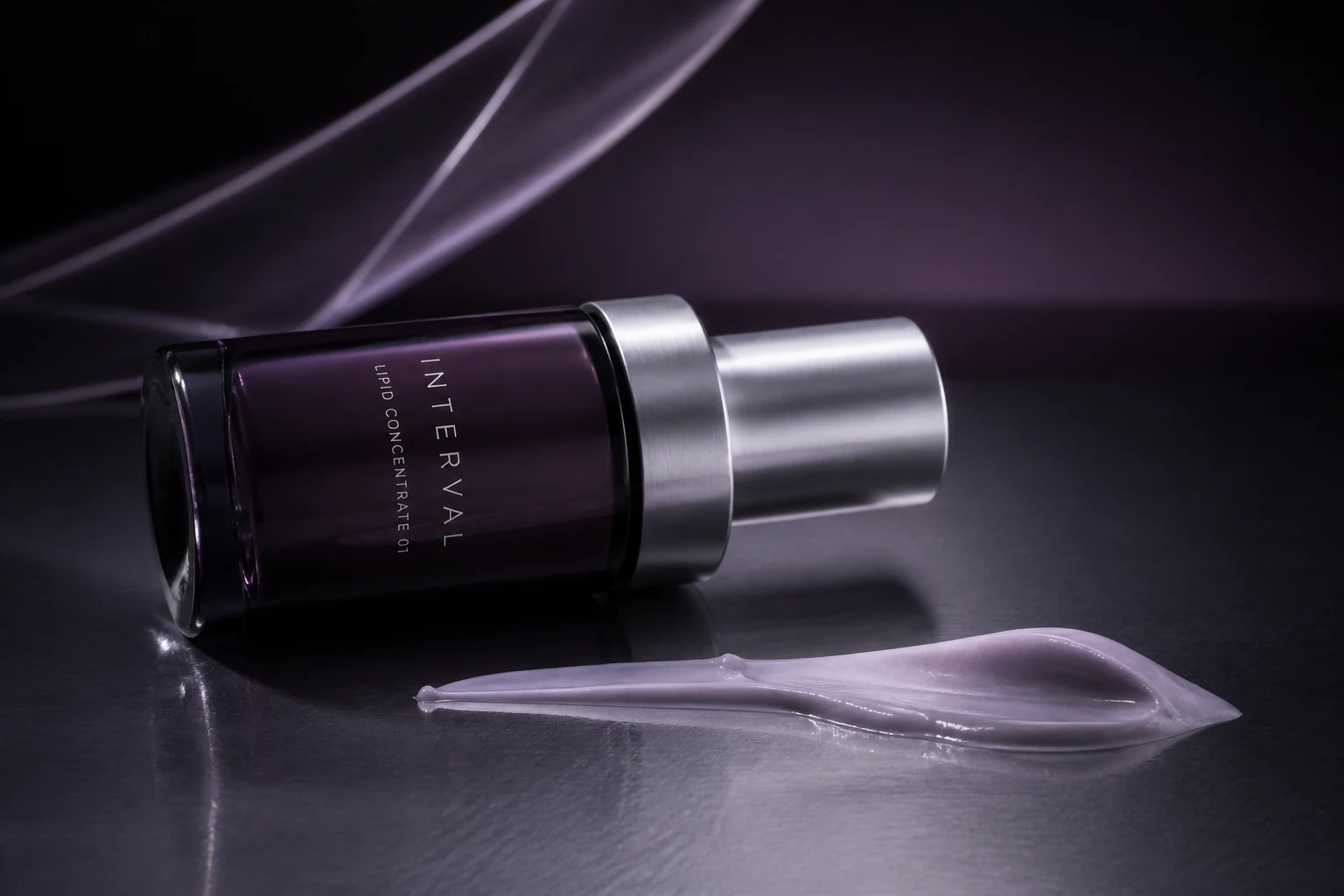 INTERVAL bottle with a pale lilac concentrate texture
